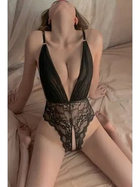 Bella Notte Çapraz Askılı Dantelli Özel Bölgesi Açık Fantazi Body Bella Notte 15040